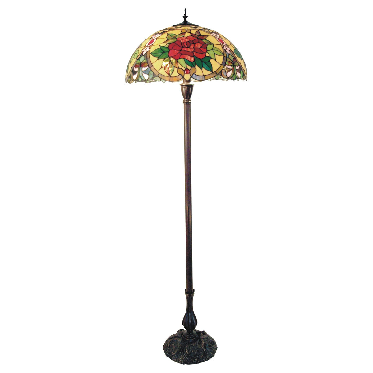 Camellia Tiffany Style Floor Lamp - Red - Notbrand
