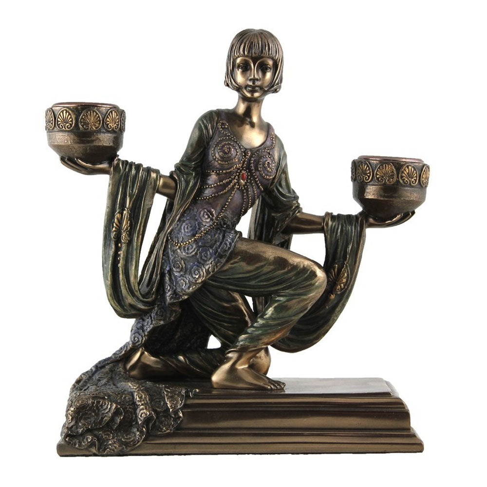Art Deco Lady Kneeling Figurine Candle Holder - Notbrand
