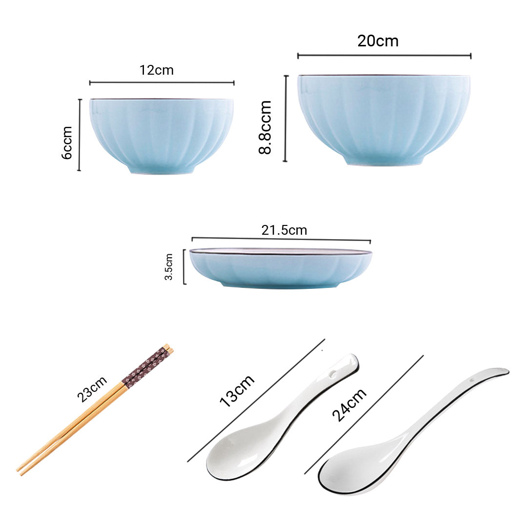 Ceramic Dinnerware Bowl Set in Blue - Set of 9 - Notbrand