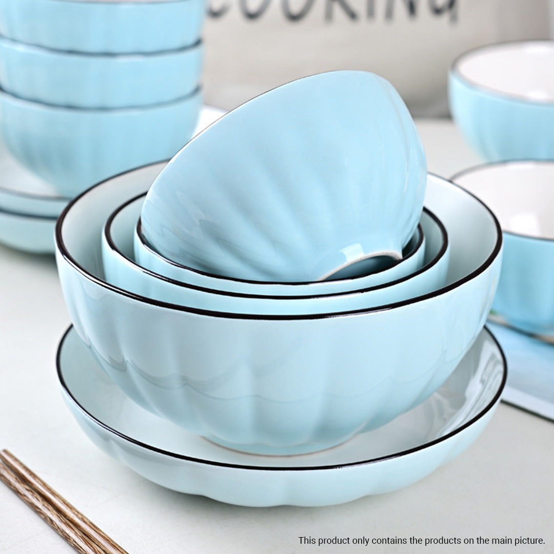 Ceramic Dinnerware Set With 6 Spoons in Blue - Set of 10 - Notbrand