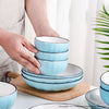 Ceramic Dinnerware Set Without Spoon in Blue - Set of 10 - Notbrand