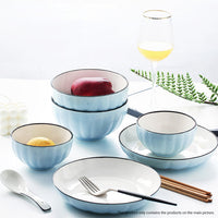 Ceramic Dinnerware Bowl Set in Blue - Set of 7 - Notbrand