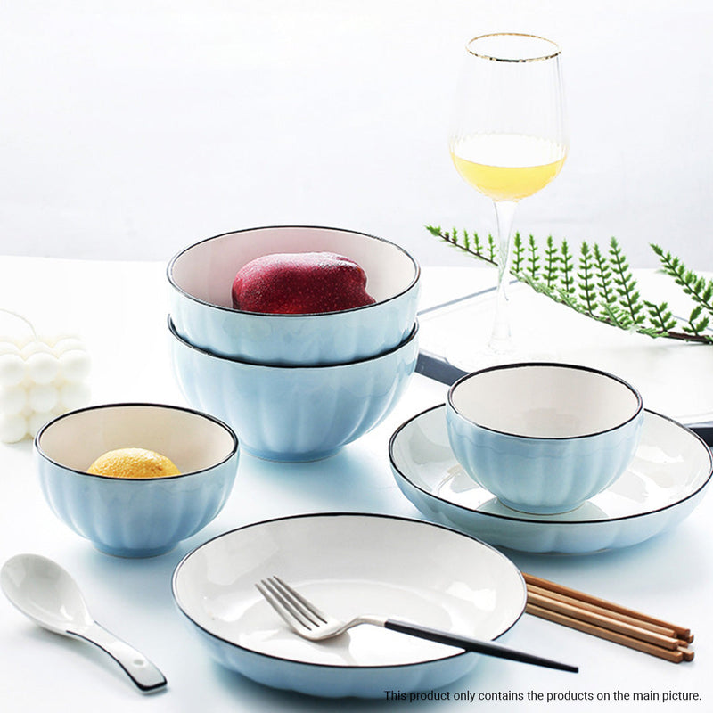 Ceramic Dinnerware Bowl Set in Blue - Set of 7 - Notbrand
