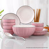Ceramic Dinnerware Bowl Set in Pink - Set of 9 - Notbrand