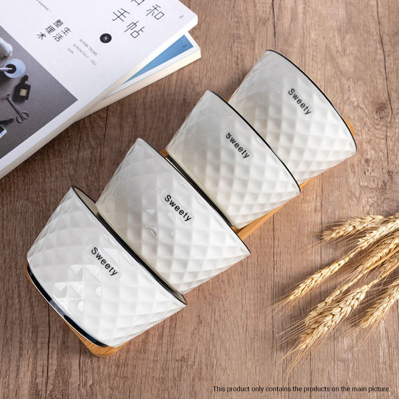 Ceramic Dinnerware Set With Diamond Pattern - Set of 22 - Notbrand