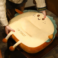 Cute Face Toast Bread Cushion - Beige - Notbrand
