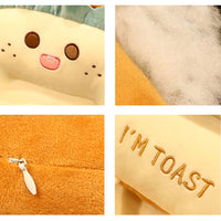 Cute Face Toast Bread Cushion - Beige - Notbrand