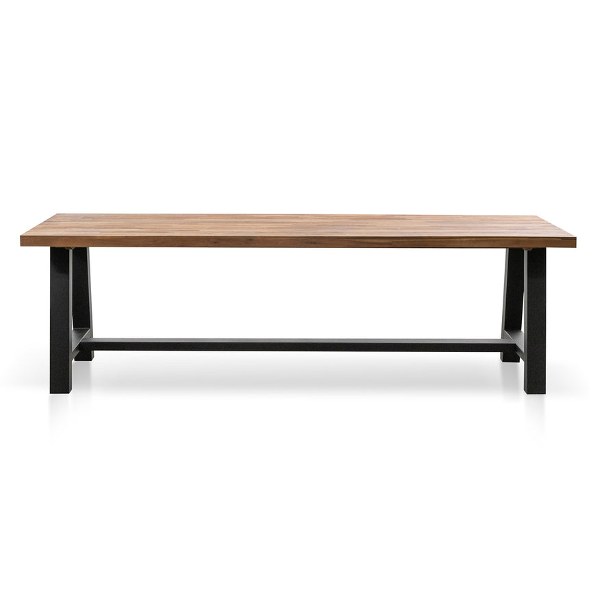 Ozmec Outdoor Dining Table With Natural Top - Black Base - Notbrand