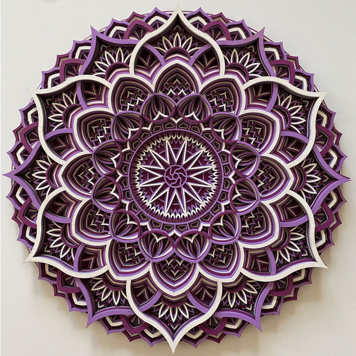 Elwyn Wooden Mandala Wall Art - Purple/White - Notbrand