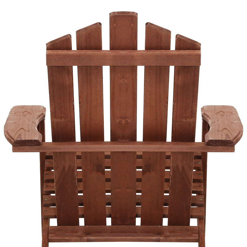 Vitalian Outdoor Wooden Adirondack Beach Chairs & Side Table Set - Brown - Notbrand