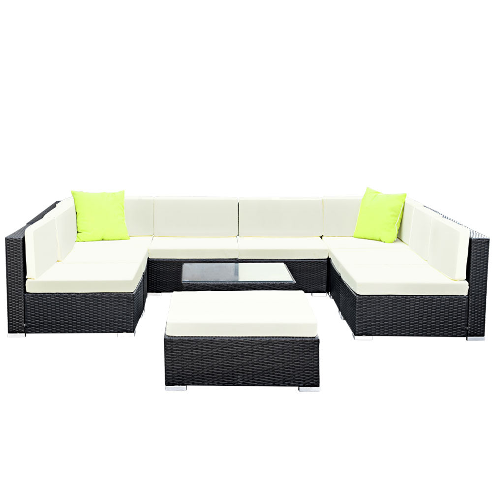Gardeon 10PC Outdoor Furniture Sofa Set Wicker Garden Patio Lounge - Notbrand