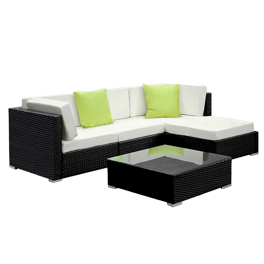 Gardeon 5PC Outdoor Furniture Sofa Set Wicker Garden Patio Pool Lounge - Notbrand