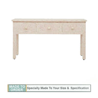 Floral Bone Inlay Console Table with 3 Drawers in Baby Pink - Notbrand