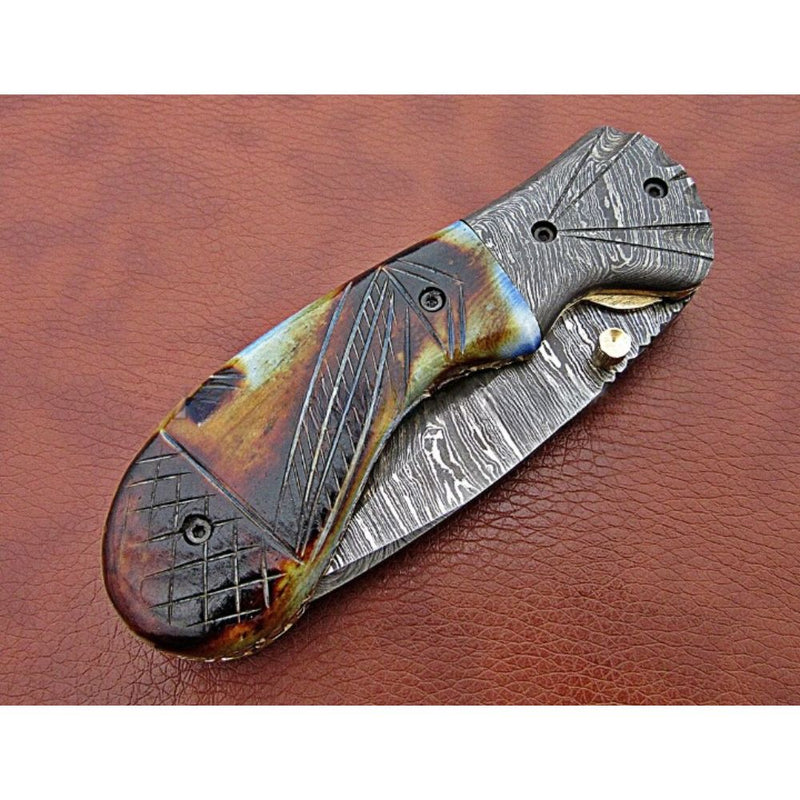 Greeta Hand Made Damascus Folding Knife - Notbrand