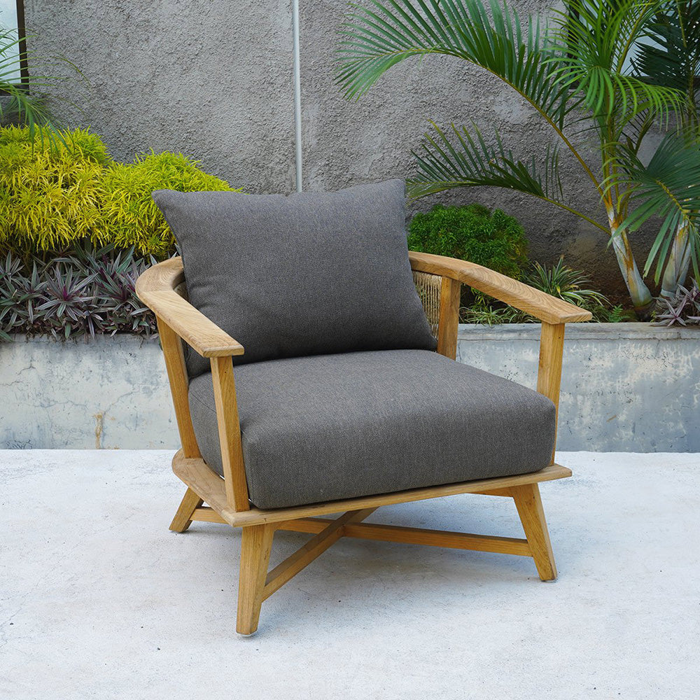 Herina Outdoor Upholstered Sofa in Cast Slate - 1 Seater - Notbrand