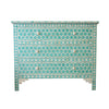 Honey Comb Design Bone Inlay 3 Drawer Chest in Turquoise - Notbrand