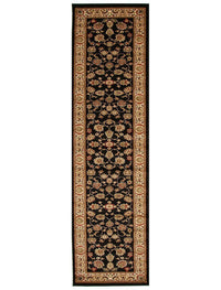 Istanbul Collection Traditional Floral Pattern Black Rug - Notbrand