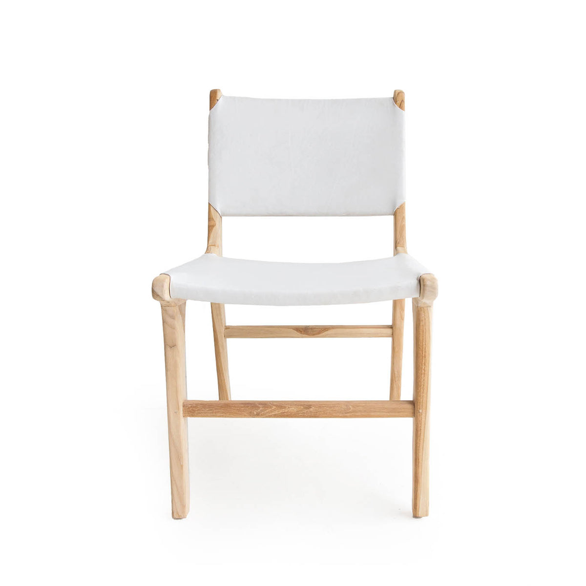 Jubilee Flat Leather Dining Chair - White - Notbrand