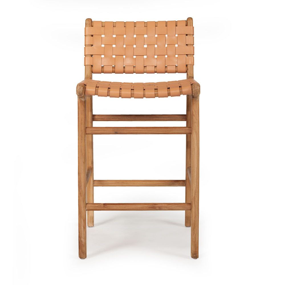 Jubilee Leather Woven Counter Stool – Natural - Notbrand
