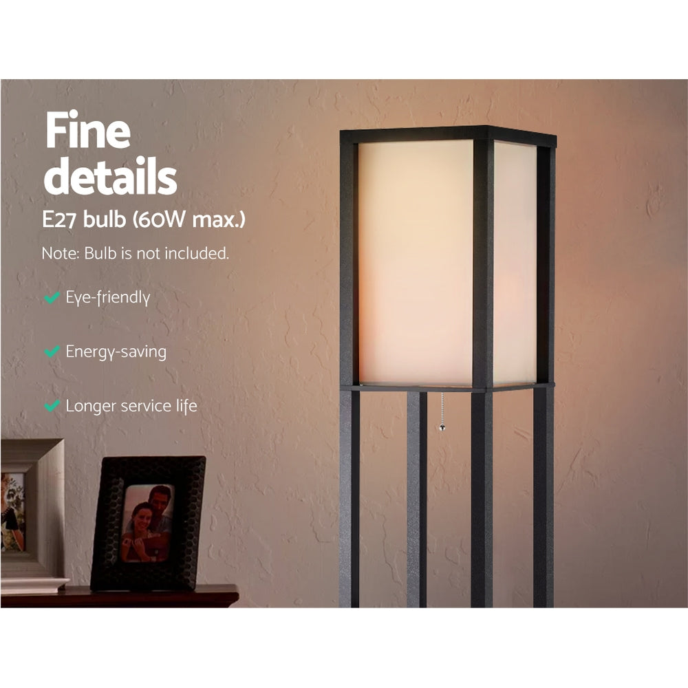 Blisk Wooden Floor Lamp with Shelf Storage - Black - Notbrand