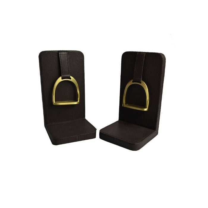 Set of 2 K.Brown Leather Bookends with Stirrup - Large - Notbrand