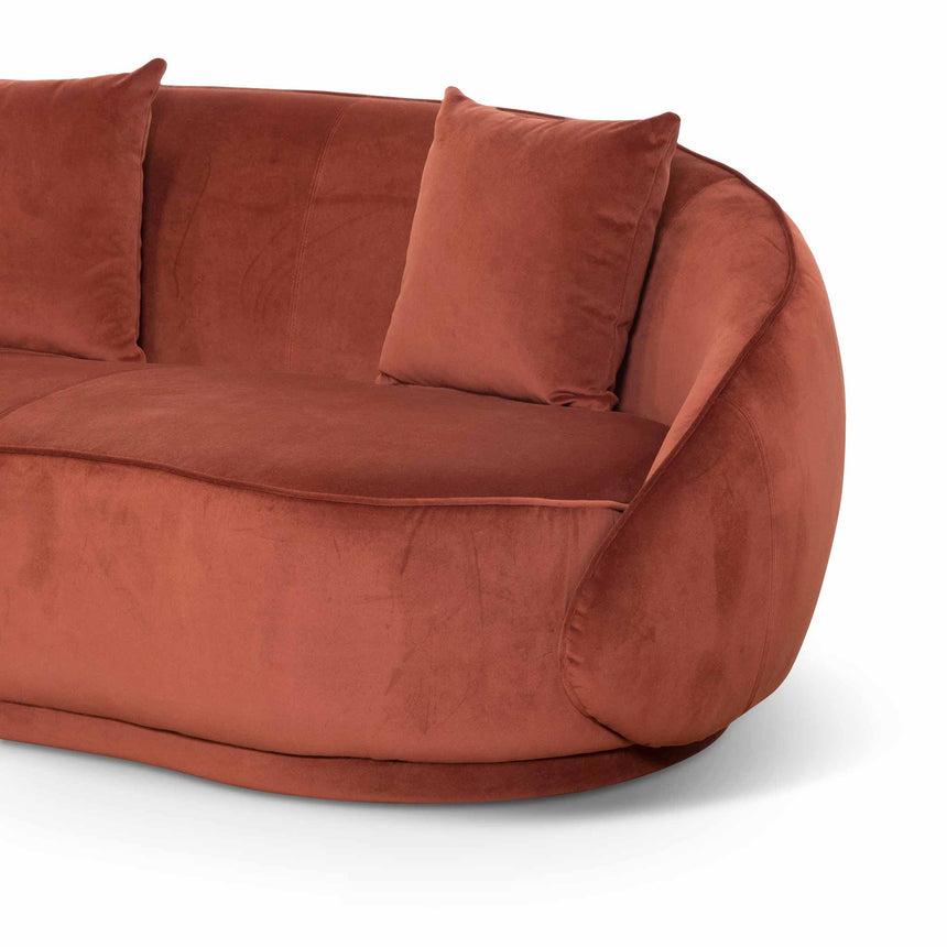 Velvet 3 Seater Sofa - Rustic Brown - Notbrand