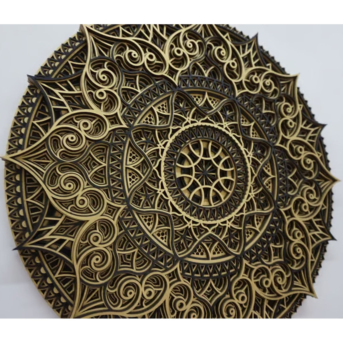 Krilge Wooden Mandala Wall Art - Black & Gold - Notbrand