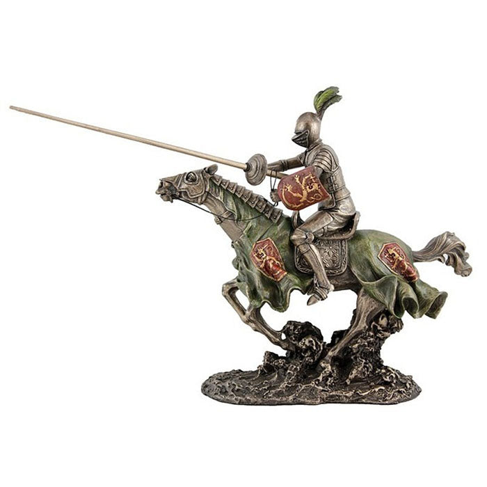 Medieval Knight Jousting Bronze Figurine - Notbrand