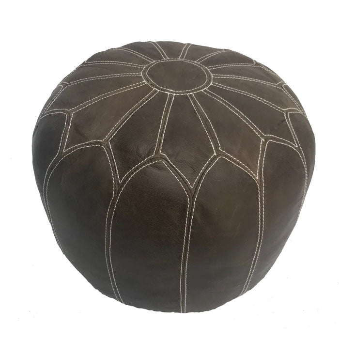 Moroccan Leather Ottoman Brown - Notbrand