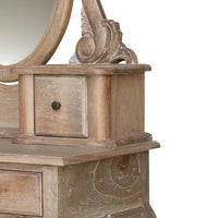 Paris Mindy Wood  Mirror Dressing Table With Stool - Weathered Oak - Notbrand