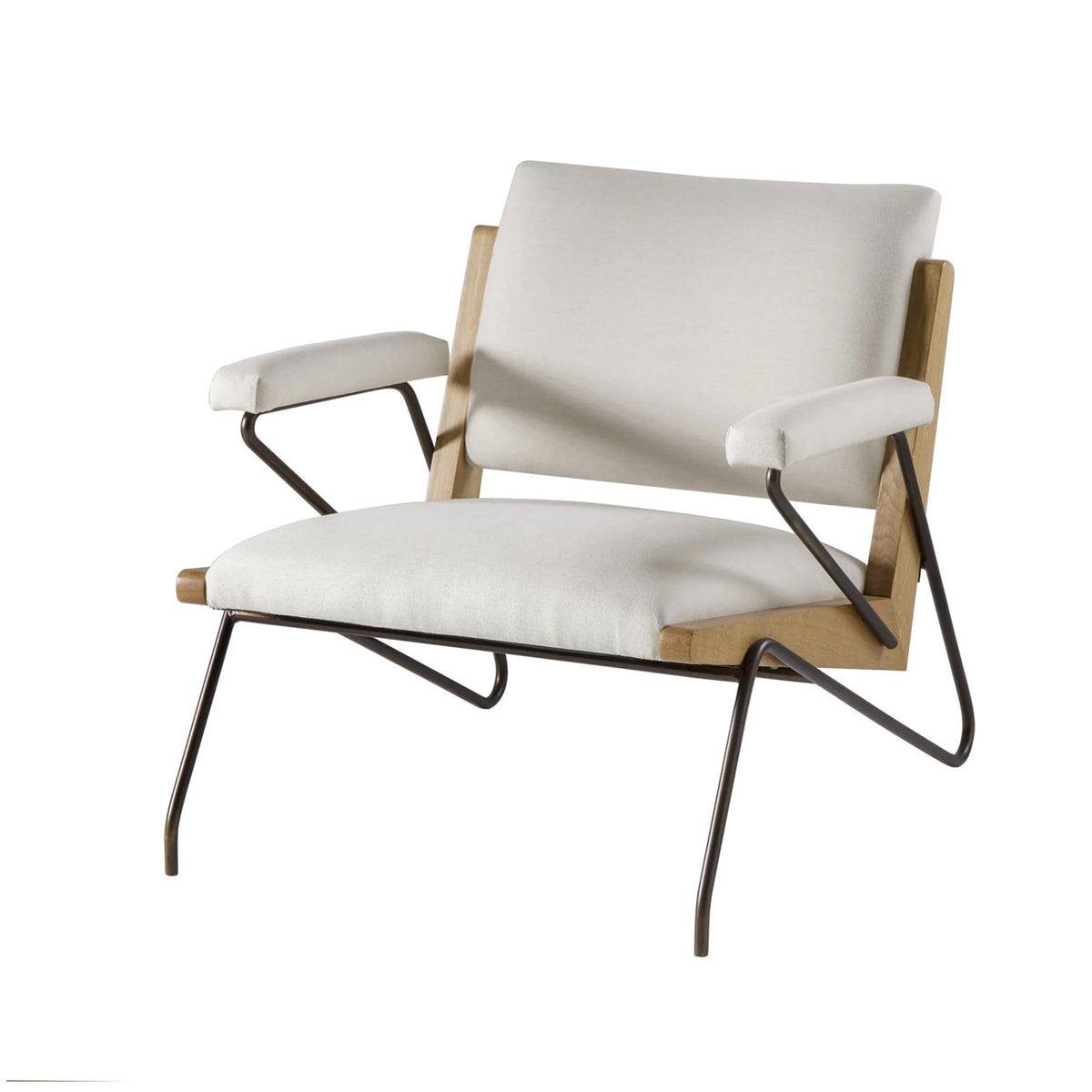 Merie Oak and Steel Lounge Chair - Notbrand