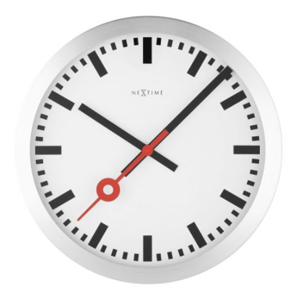NeXtime Station Stripe Wall Clock 35cm White - NotBrand