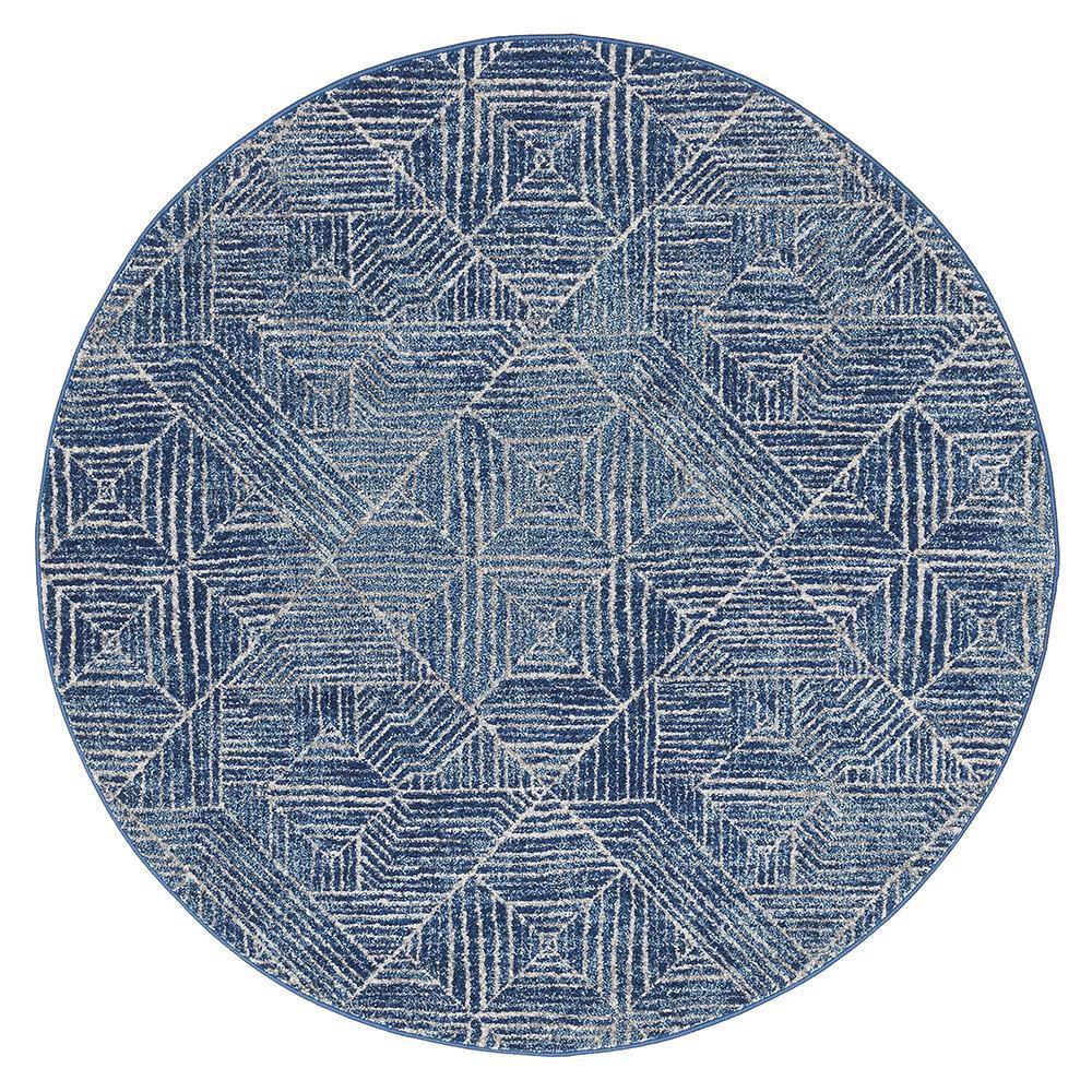 Oasis Kenza Contemporary Navy Round Rug - Notbrand
