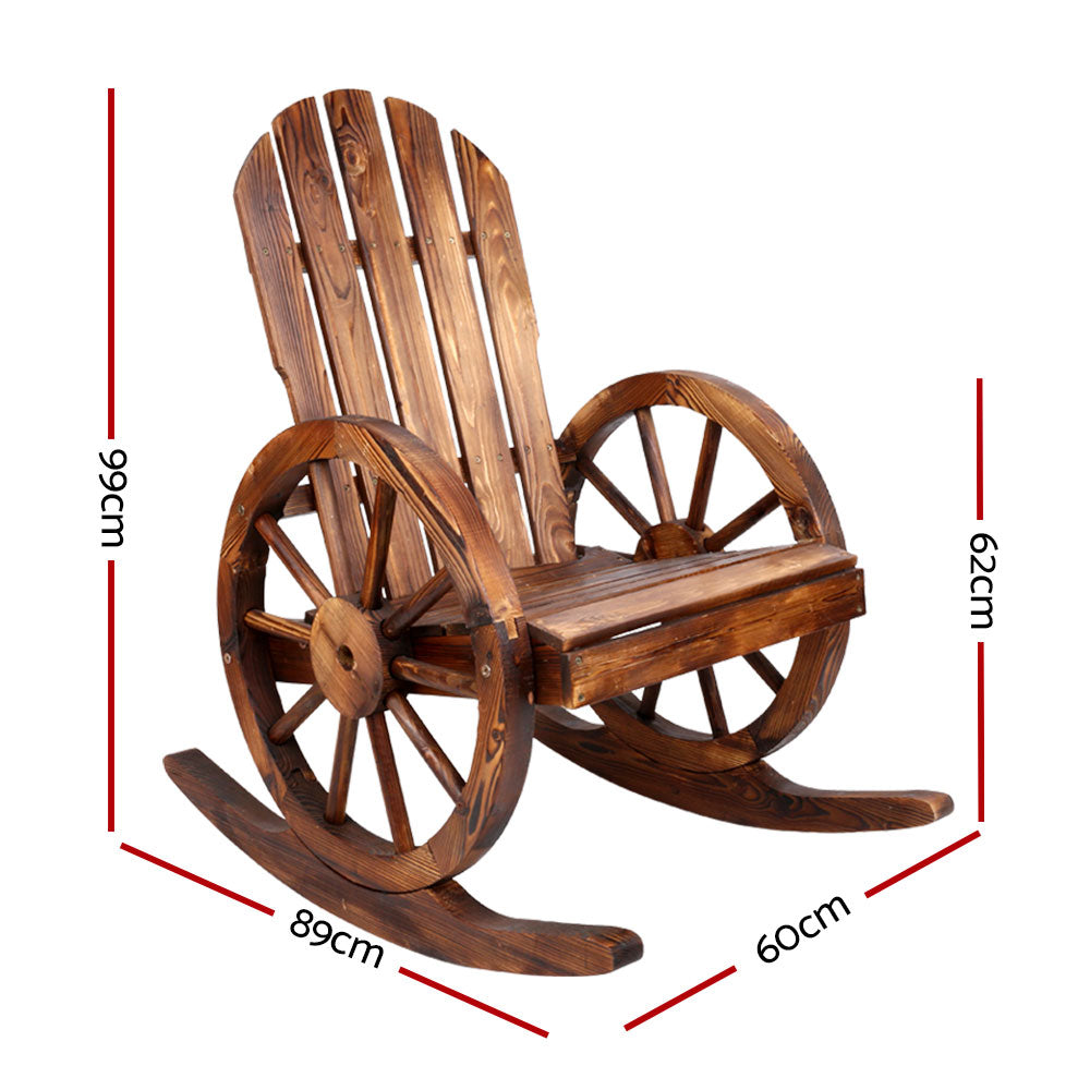Gardeon Wagon Wheels Rocking Chair - Brown - Notbrand