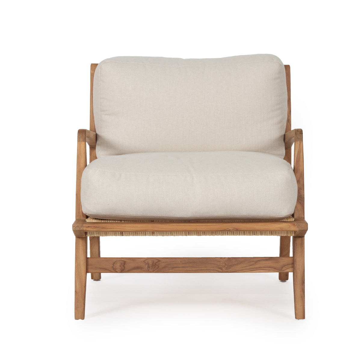 Ollie Upholstered Rattan Armchair - White - Notbrand