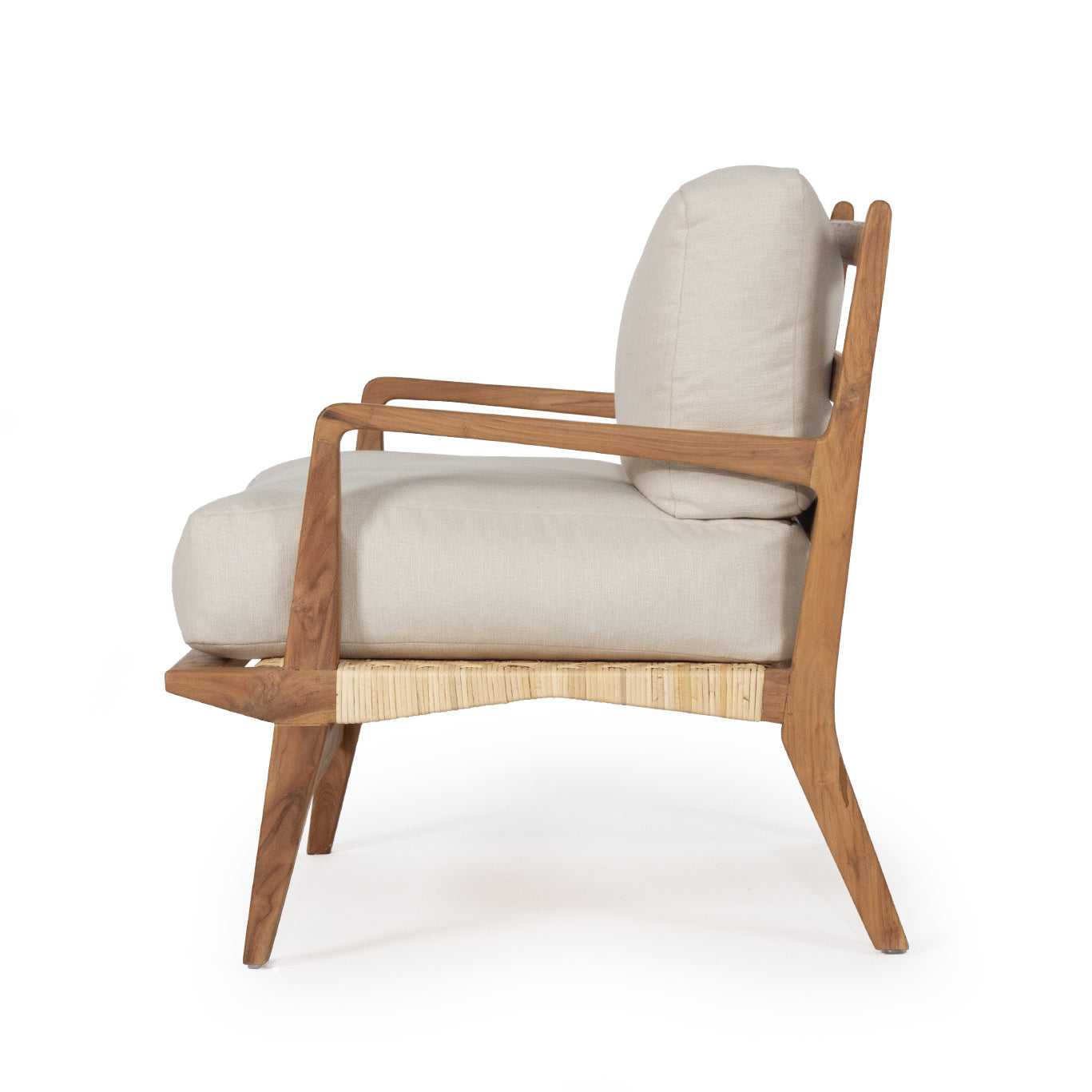 Ollie Upholstered Rattan Armchair - White - Notbrand