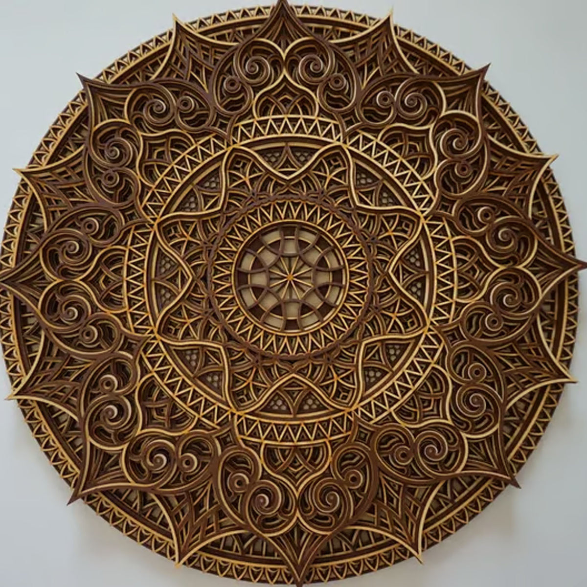 Krilge Wooden Mandala Wall Art - Brown - Notbrand