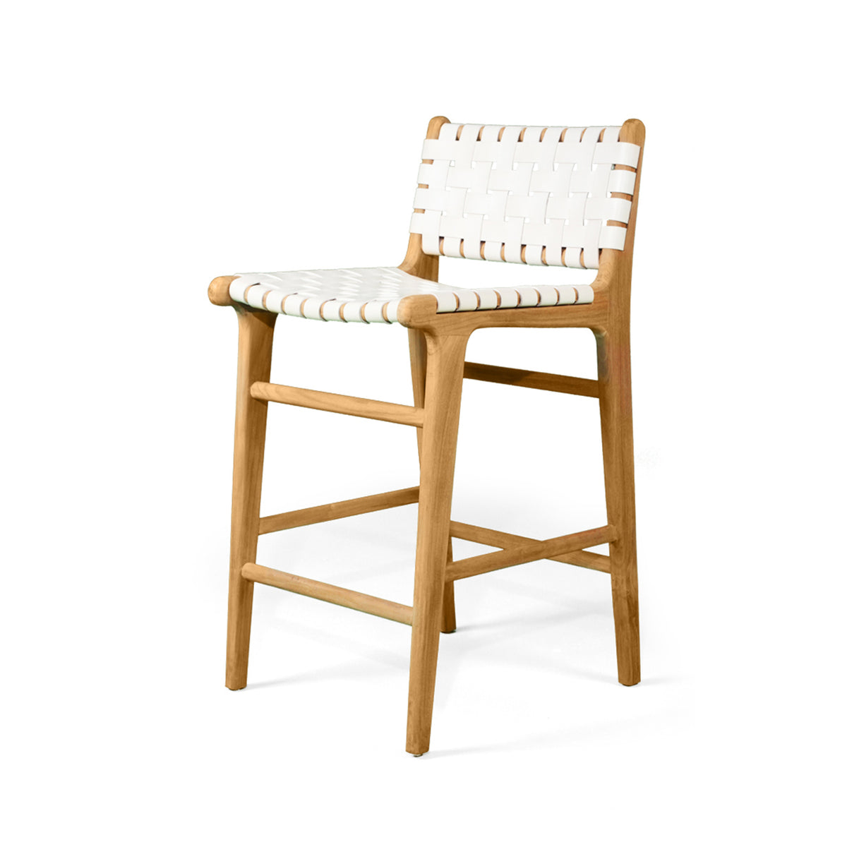 Jubilee Leather Woven Counter Stool - White - Notbrand