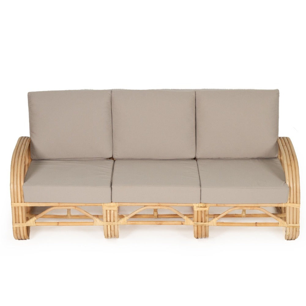 Karan Rattan Three Seater Sofa with Cushions - Grey - Notbrand