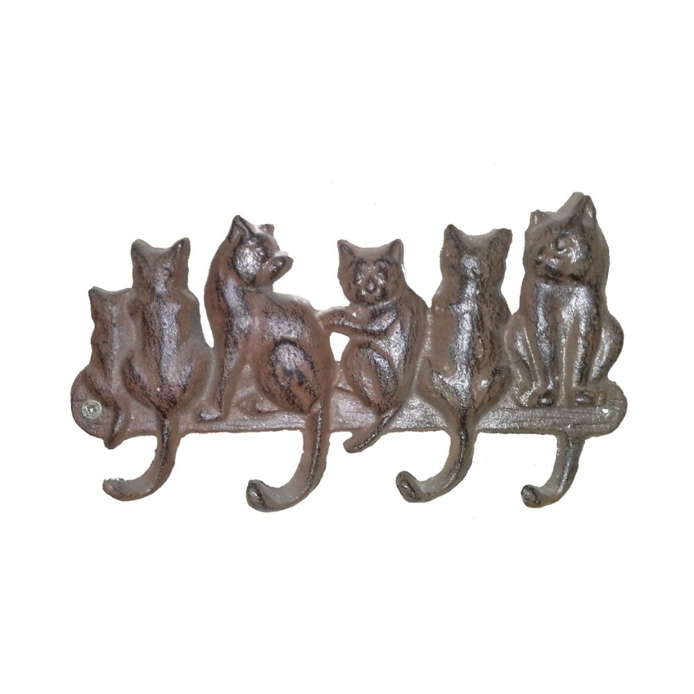 Sitting Cats Cast Iron Wall Hook - Antique Rust – Notbrand