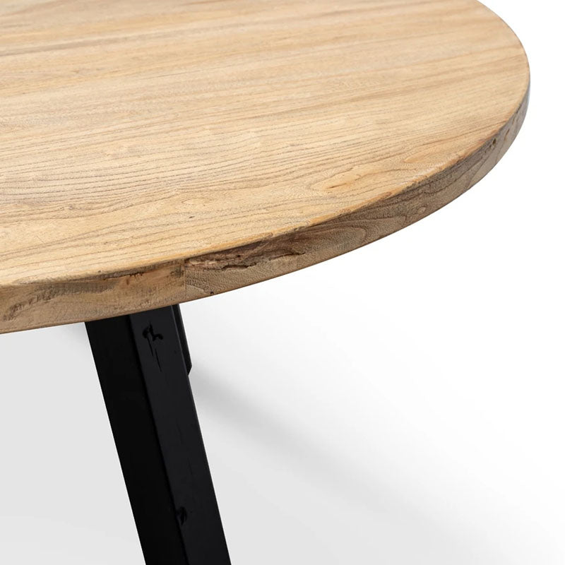 Riten Reclaimed Round Dining Table with Black Legs - Notbrand