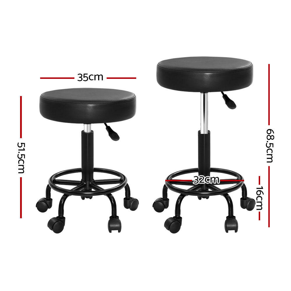 New Artiss Round Swivel Salon Stool with Hydraulic Lift in Black Set - 2 Pieces - Notbrand