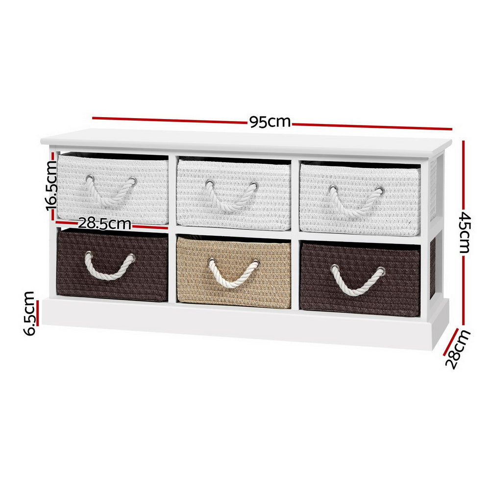 Artiss Storage Bench Shoe Organiser 6 Drawers Chest Cabinet Rack Box Shelf Stool - Notbrand
