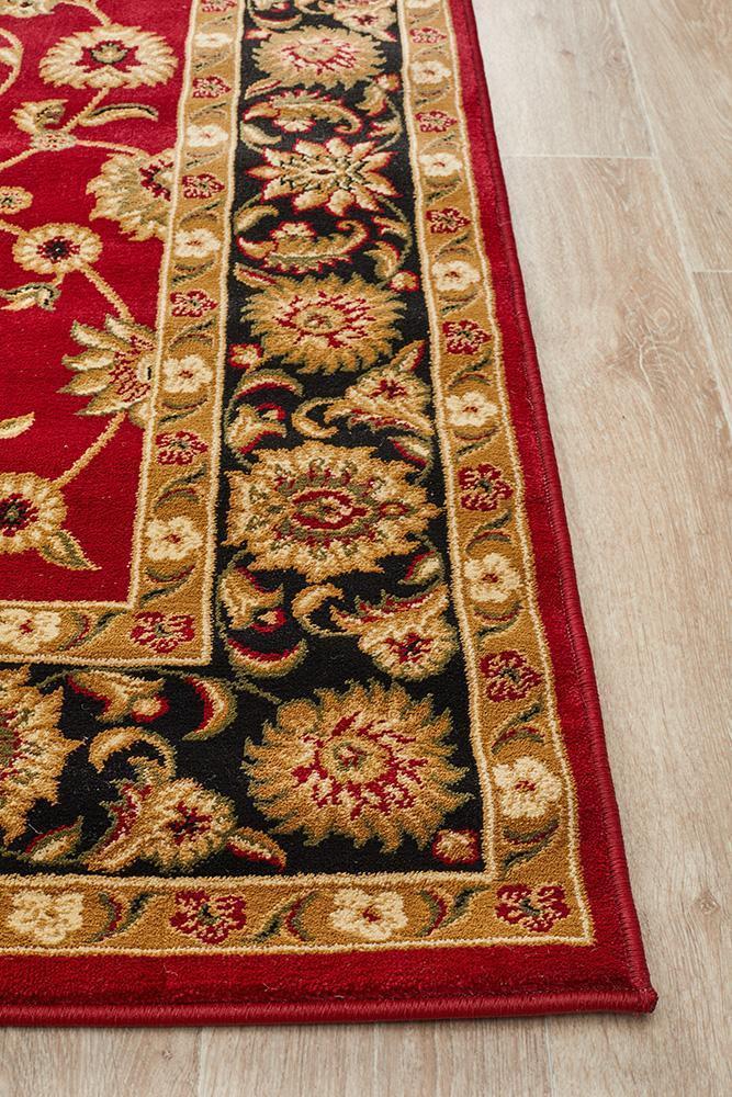 Sydney Collection Classic Rug Red with Black Border - Notbrand