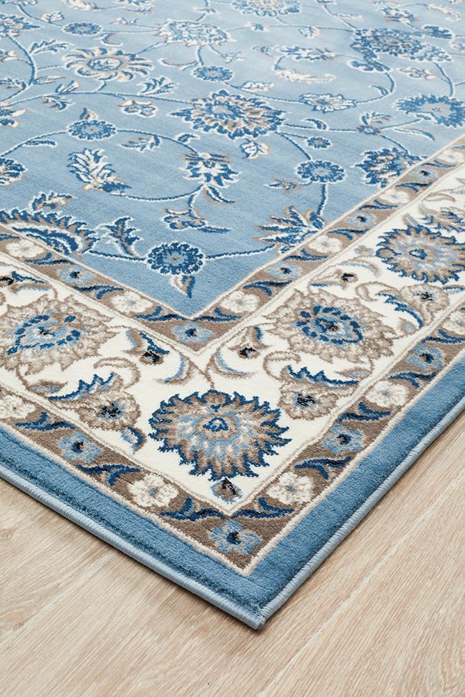 Sydney Collection Classic Rug Sky Blue with Blue Border - Notbrand