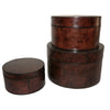 Lymseia Set of 3 Dark Leather Round Boxes - Notbrand