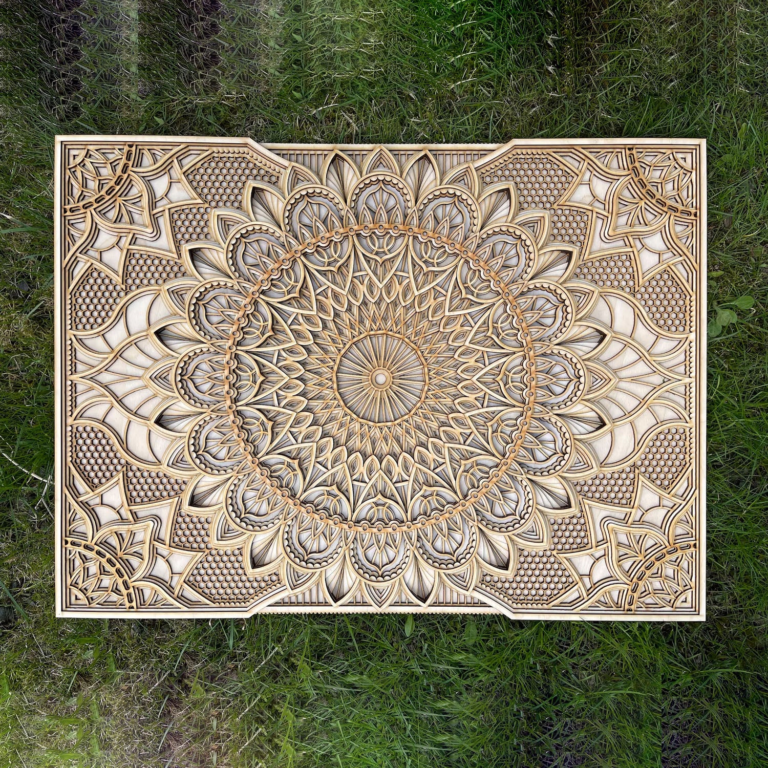 Sombre Handcrafted Wood Mandala Wall Art - Natural Wood - Notbrand