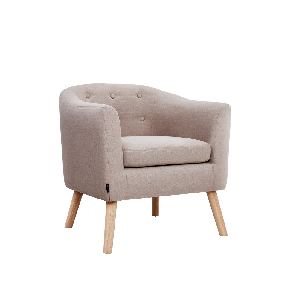 Artiss ADORA Armchair Tub Chair Single Accent Armchairs Sofa Lounge Fabric Beige - Notbrand