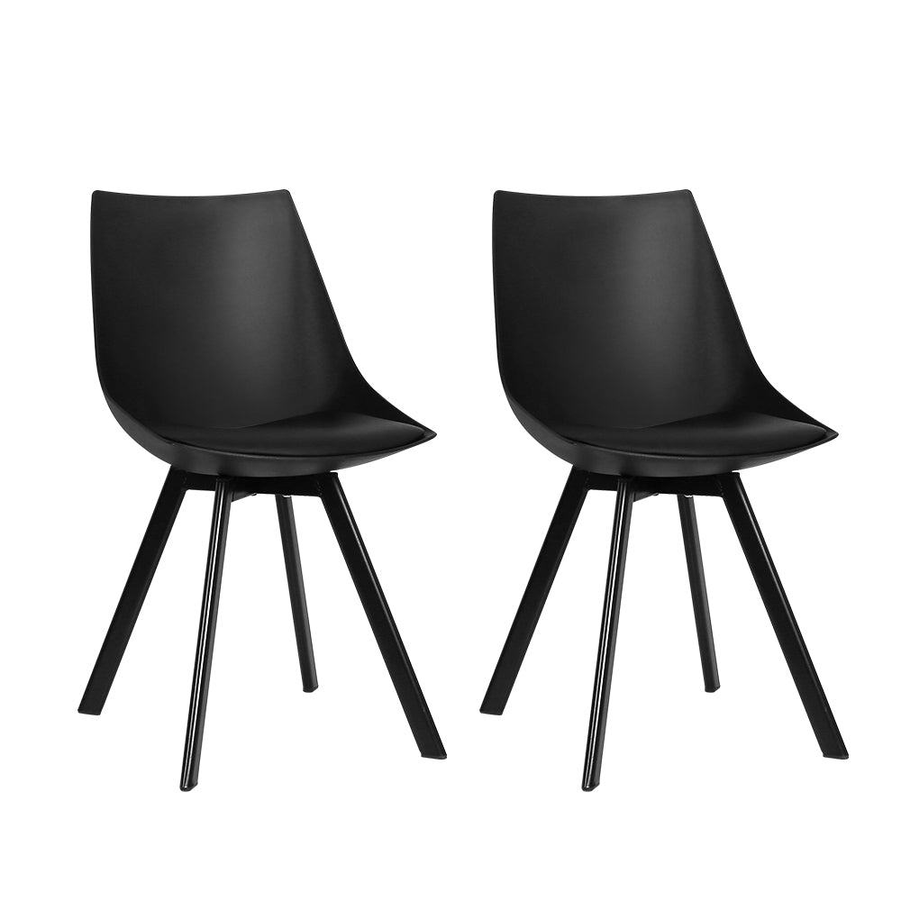 Artiss Lylette Pu Leather Dining Chairs in Black - Set of 2