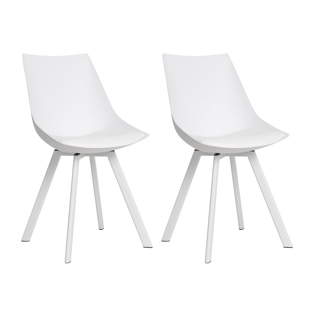 Artiss Lylette Pu Leather Dining Chairs in White Padded - Set of 2